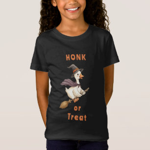 Halloween Häxa Gås Honka eller Bjuda Flicka T Shirt