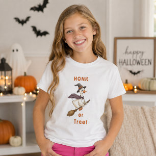 Halloween Häxa Gås Honka eller Bjuda Flicka T Shirt
