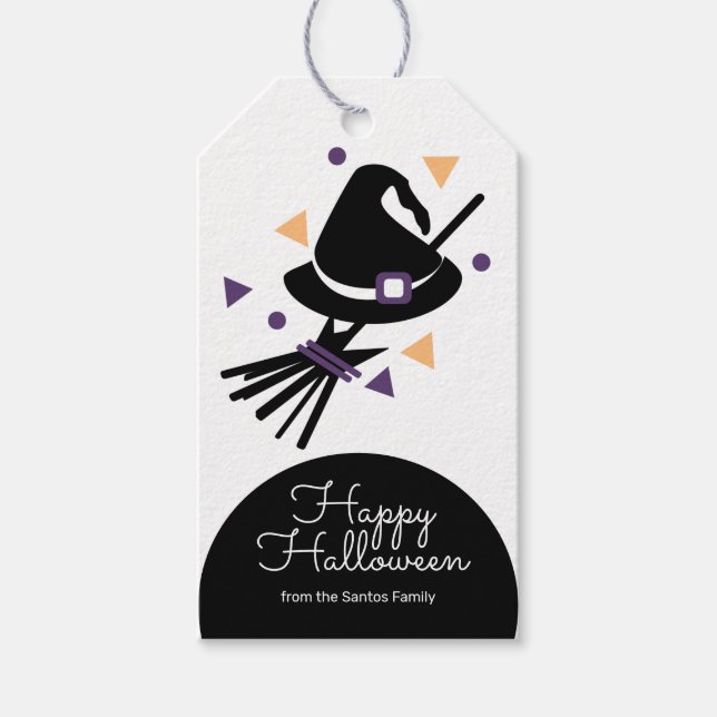 Halloween Häxa Hatt Bus eller Buss Godis Presentetikett (Framsidan)