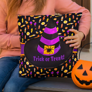 Halloween Häxa Hatt / Bus eller godis Kudde