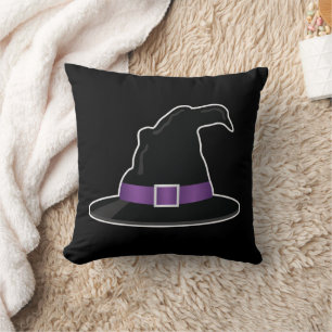 Halloween Häxa Hatt Med Lila Detaljer Svart Kudde