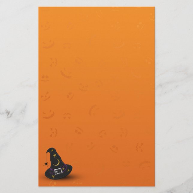 Halloween Häxa Hatt med Spindel Brevpapper (Framsida)
