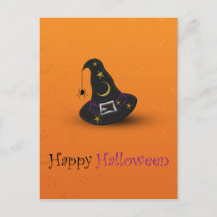 Halloween Häxa Hatt med Spindel Vykort