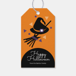 Halloween Häxa Hatt Orange Bus eller Buss Godis Presentetikett