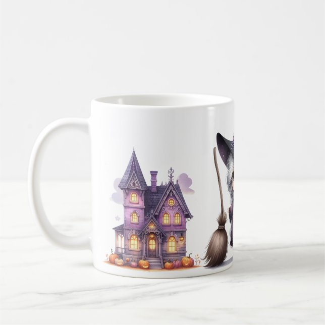 Halloween Häxa Häxkonst Trollkarlar Slott Kaffemugg (Vänster)