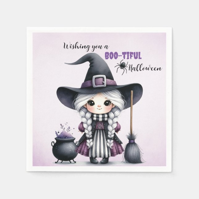Halloween Häxa Häxkonst Trollkarlar Slott Pappersservett (Framsidan)