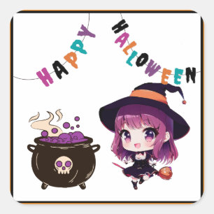 Halloween/häxa/höst/oktober Fyrkantigt Klistermärke