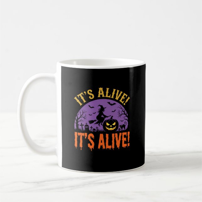 Halloween Häxa Jack O Lantern Den är vid liv Kaffemugg (Vänster)