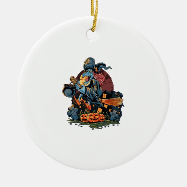 Halloween-häxa Julgransprydnad Keramik (Framsidan)