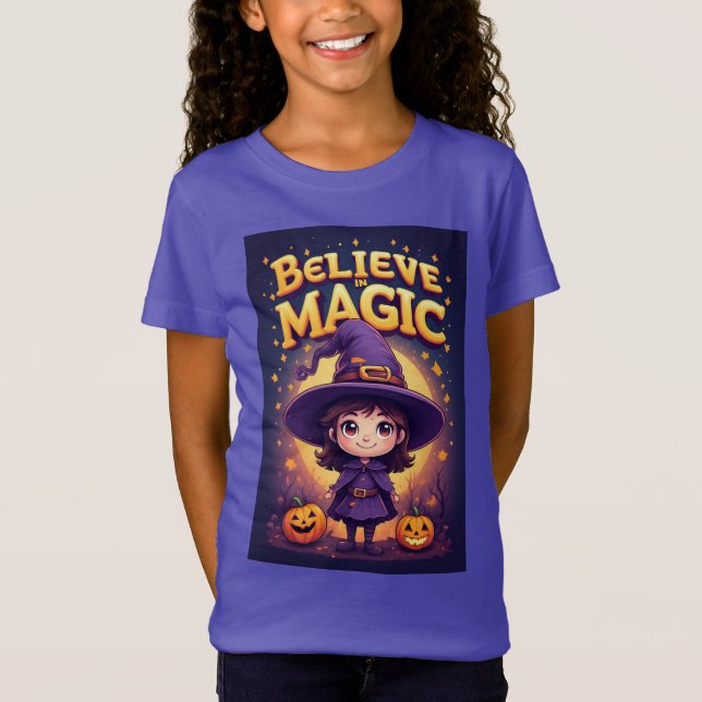 Halloween-häxa Karaktär Med Pumpa Display T Shirt (Framsida)