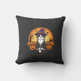 Halloween Häxa Katt Pumpa Måne Design_1 Kudde