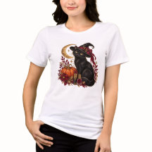 Halloween Häxa Katt & Pumpa Skönhet T-Shirt