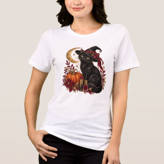 Halloween Häxa Katt & Pumpa Skönhet T-Shirt