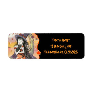 Halloween Häxa Katt Returadressetiketter Returadress Etikett