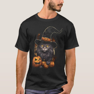 Halloween Häxa Katt Skum Kitty Pumpa T Shirt