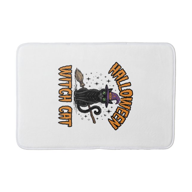 Halloween Häxa Katt Vintage Gravyr Design_1 Badrumsmatta (Framsidan)