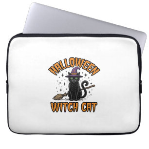 Halloween Häxa Katt Vintage Gravyr Design_1 Laptop Fodral