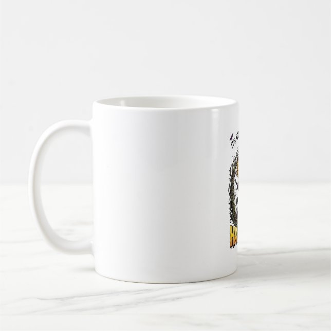 Halloween Häxa Kittel Måne Kyrkogård Skev Träd Kaffemugg (Vänster)