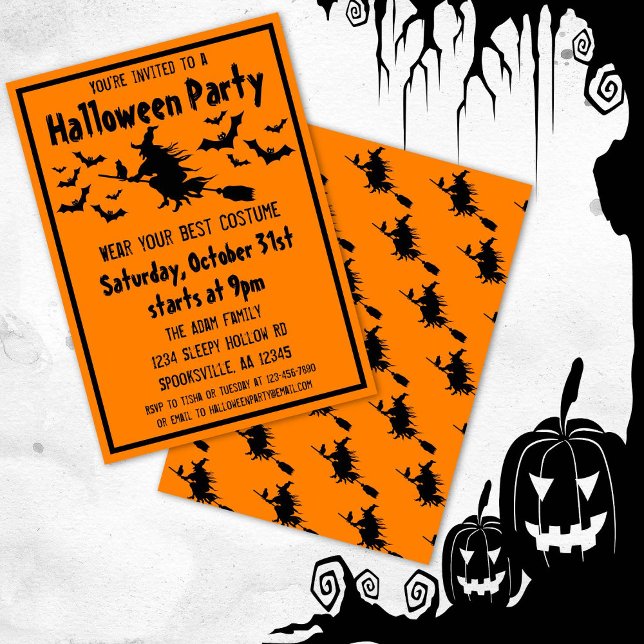 Halloween Häxa Kostym Fest Inbjudningar (Skapare uppladdad)