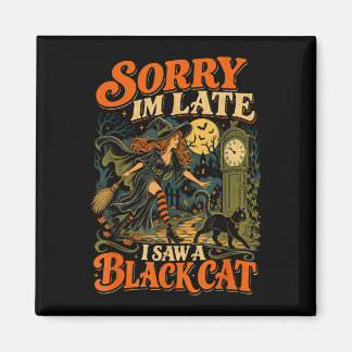 Halloween häxa ledsen jag såg en katt rolig hallow magnet
