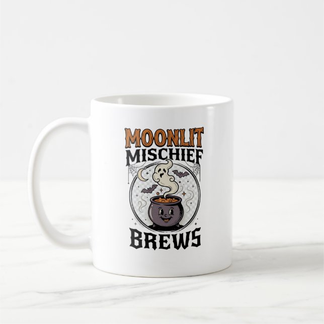 Halloween Häxa Måne Bus Kaffemugg (Vänster)