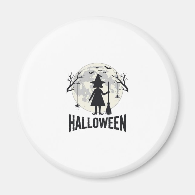 Halloween Häxa Måne Vintage Gravyr Design_1 Magnet (Framsidan)