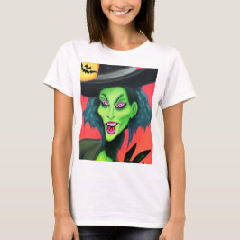 Halloween-häxa med fantasifull design t shirt