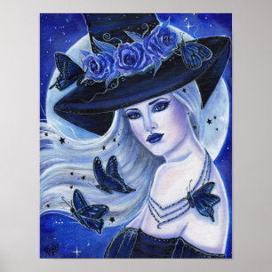 Halloween häxa med fjärilar av Renee Lavoie Poster