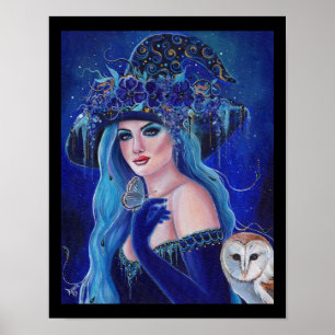 Halloween häxa med fjärilar av Renee Lavoie Poster