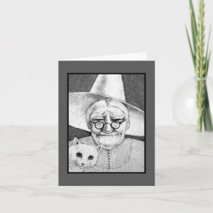 Halloween häxa med kattkortet kort