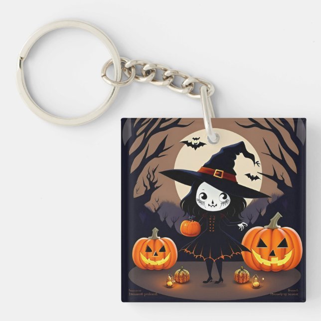 Halloween-häxa med pumpor (Framsidan)