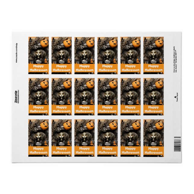 Halloween-häxa med pumpor adressetikett (Helt Ark)