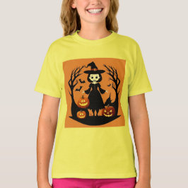 Halloween-häxa med pumpor i kuslig miljö t shirt