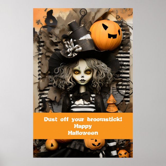 Halloween-häxa med pumpor poster (Framsidan)