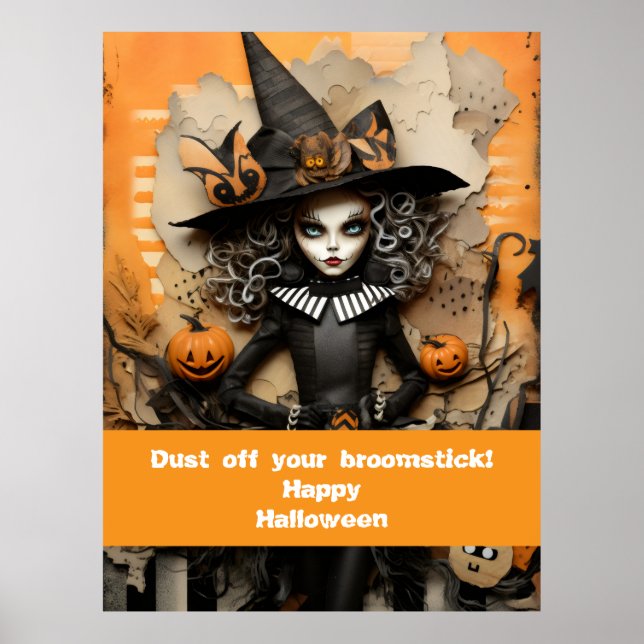 Halloween-häxa med pumpor poster (Framsidan)