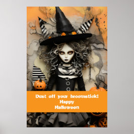 Halloween-häxa med pumpor poster
