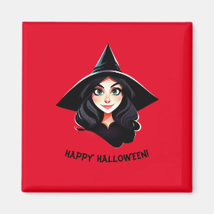 Halloween-häxa med svart hår magnet
