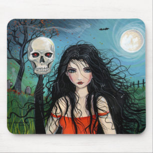Halloween-häxa och dödskalle-musmatta musmatta