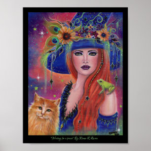 Halloween häxa och groda av Renee Lavoie Poster