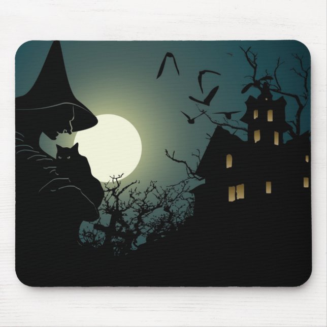 Halloween: häxa och spökhus musmatta (Framsidan)