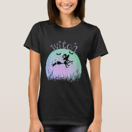 Halloween-häxa på broomstick t shirt