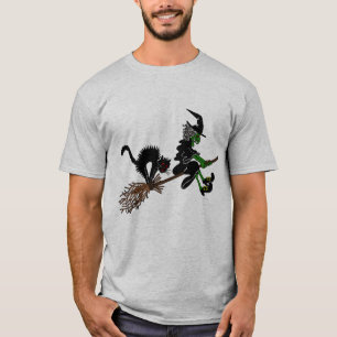 Halloween häxa på broomsticken t shirt