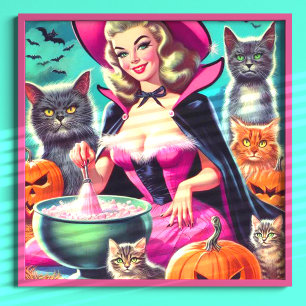 Halloween-häxa pin-up poster