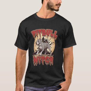 Halloween Häxa Pitbull Hund Mamma Skum Hundägare T Shirt