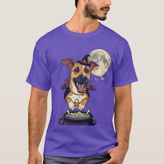Halloween-häxa pooch t shirt (Framsida)