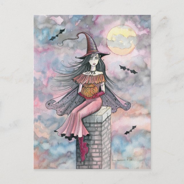 Halloween Häxa Postkort Vykort (Framsida)