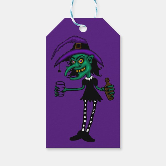 Halloween-häxa presenttagg presentetikett (Framsidan)