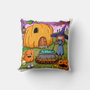 Halloween Häxa Pumpa Hus Kudde
