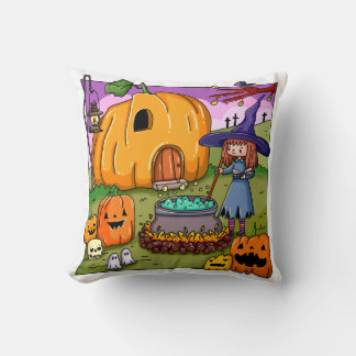 Halloween Häxa Pumpa Hus Kudde