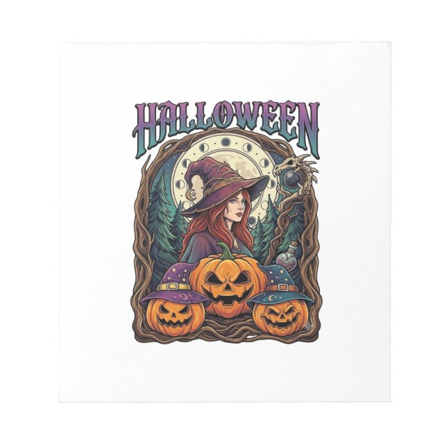 Halloween Häxa Pumpa Månfaser_1 Anteckningsblock (Framsida)
